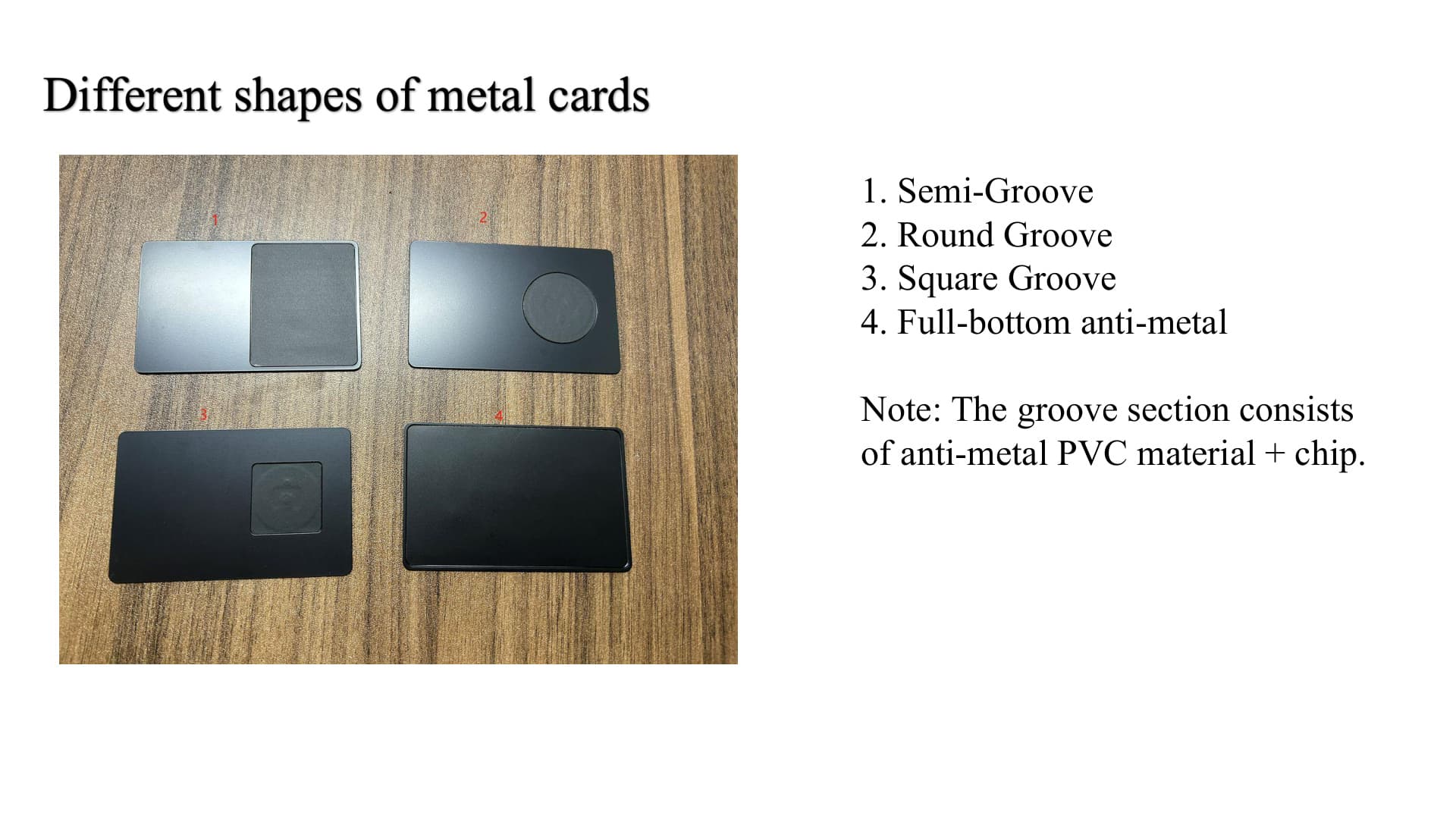 NFC Metal Card Groove Shape Options