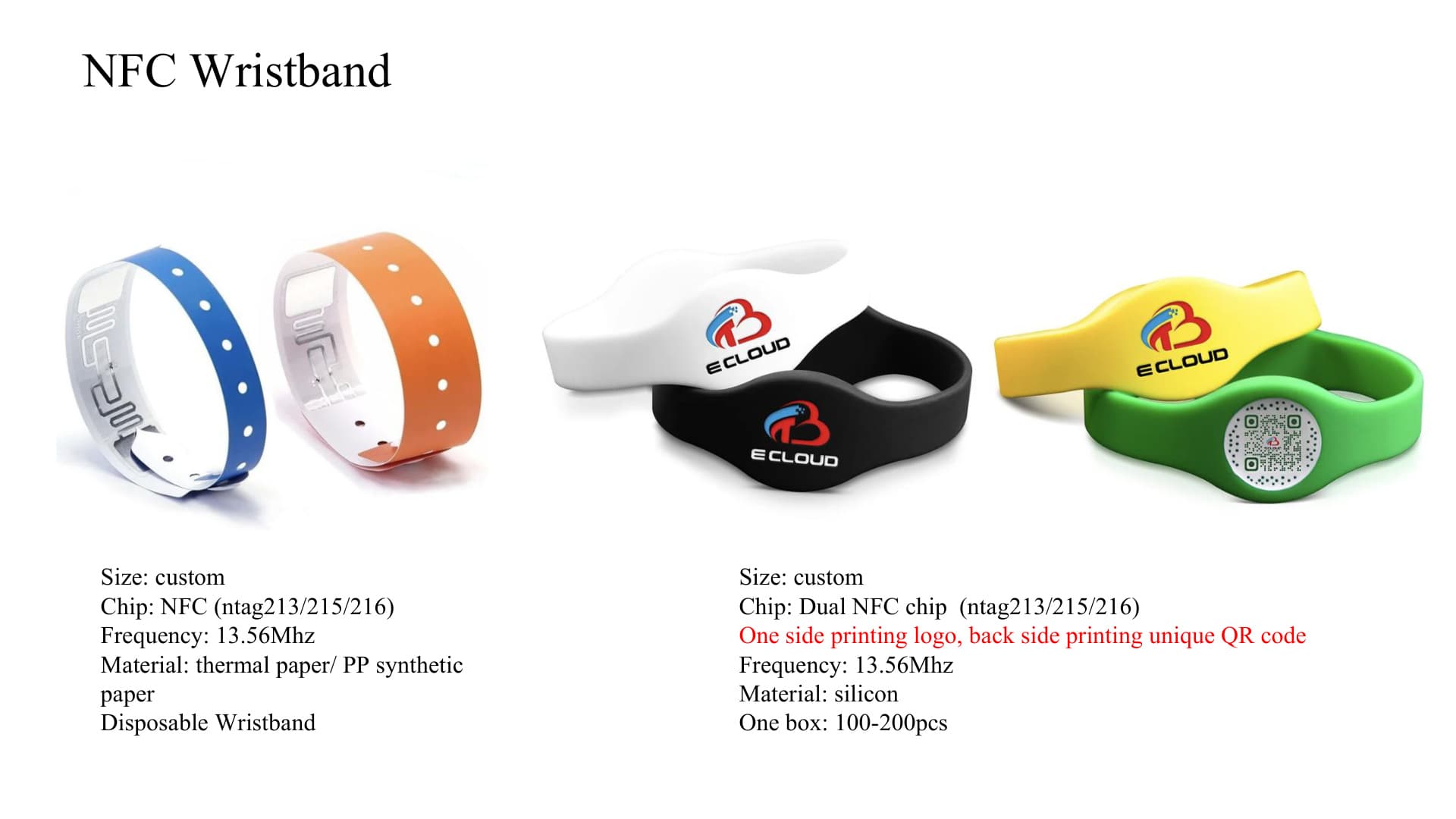 NFC Disposable and Dual-Chip Wristbands